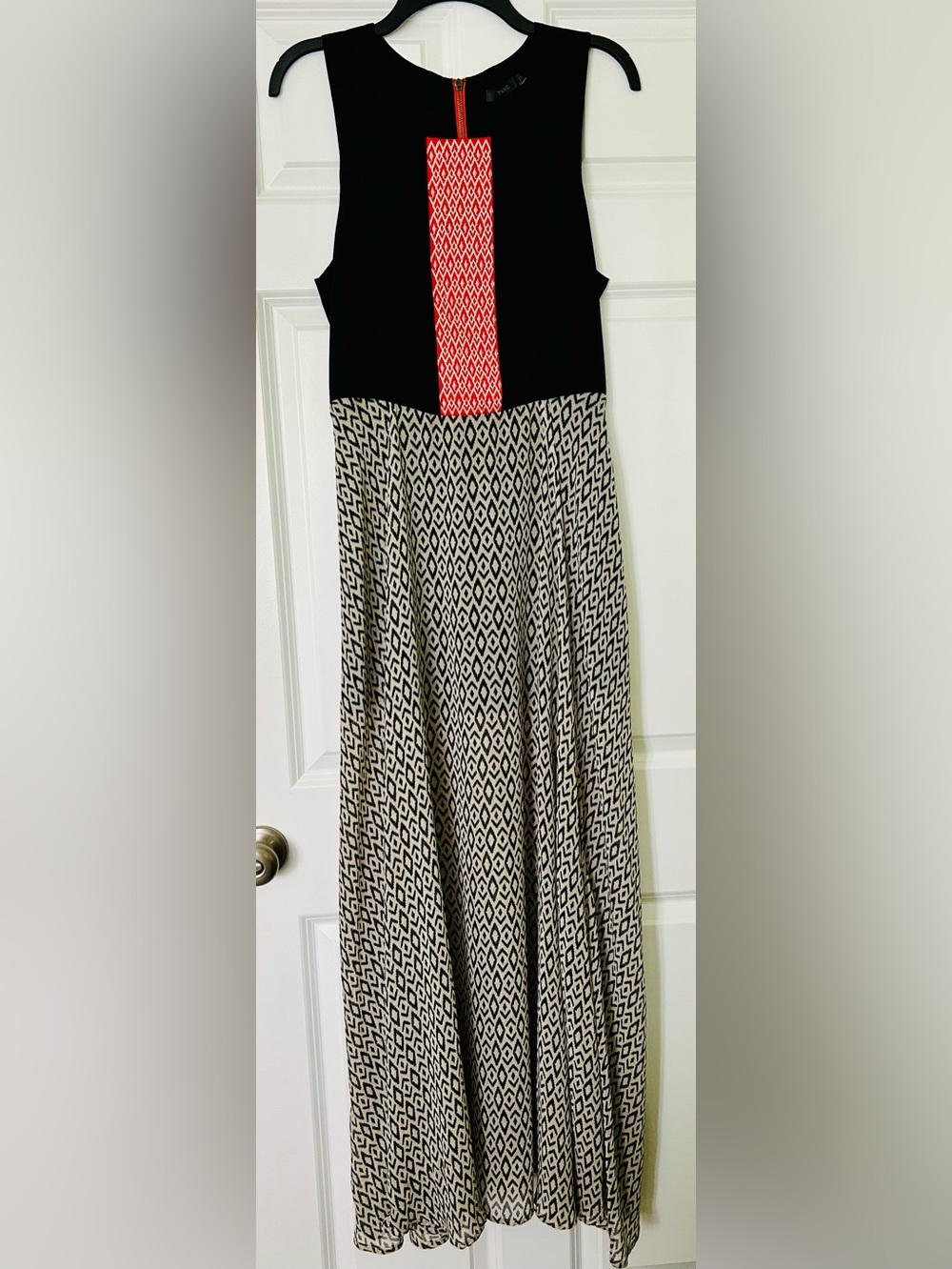 THML Black Dress with Red and Cream Embroidered Accent
